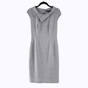 Gray Spring Wool Midi Dress 2 Tweed Sheath Lightweight 90s Minimalist Office CBK